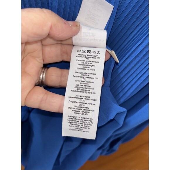 BY MALENE BIRGER WOMEN Cobalt Blue Pleated Accordion BLOUSE EU 36 US S Sheer - Picture 6 of 16